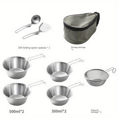 13pcs Stainless Steel Outdoor Tableware Set Camping Cookware