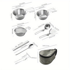 13pcs Stainless Steel Outdoor Tableware Set Camping Cookware