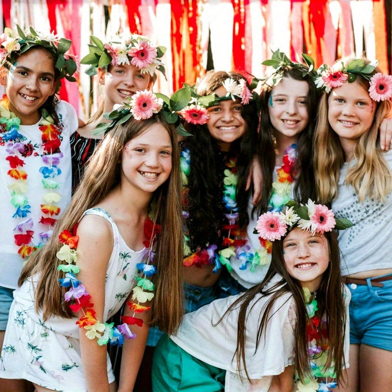 10pcs Hawaiian Flower Wreath Garland Necklace Luau Party Supplies