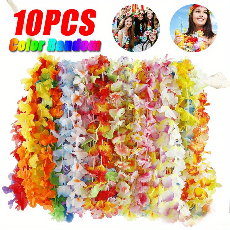 10pcs Hawaiian Flower Wreath Garland Necklace Luau Party Supplies