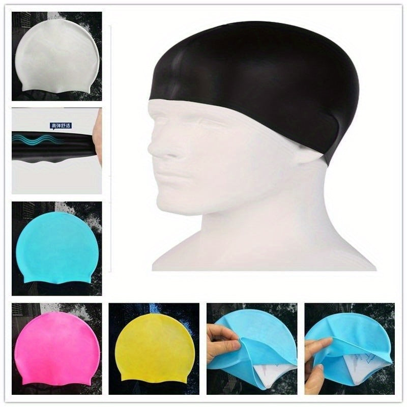 Solid Silicone Swimming Cap Unisex Waterproof Random