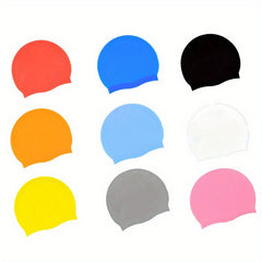 Solid Silicone Swimming Cap Unisex Waterproof Random
