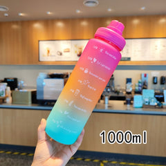 Gradient Matte Plastic Water Cup Sports Bottle 1000ml