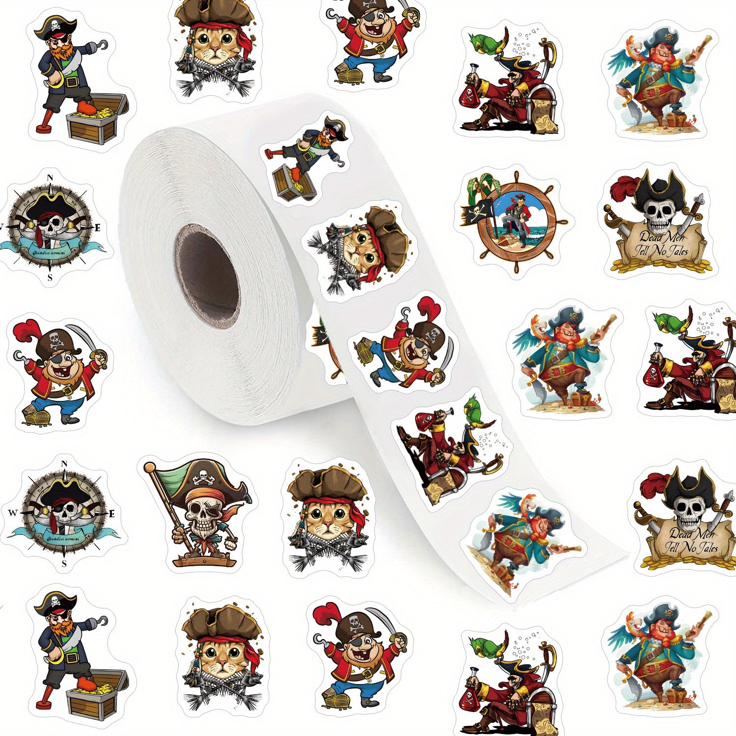 500pcs Pirate Funny Stickers - Water Bottle Laptop Labels 10 Patterns