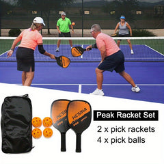 Pickleball Paddle Set with 2 Rackets, 4 Balls & Handbag
