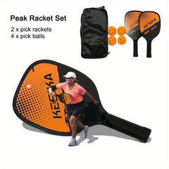Pickleball Paddle Set with 2 Rackets, 4 Balls & Handbag