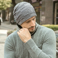 Winter Velvet Lined Beanie Hat for Men Women