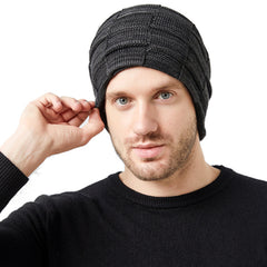 Winter Velvet Lined Beanie Hat for Men Women