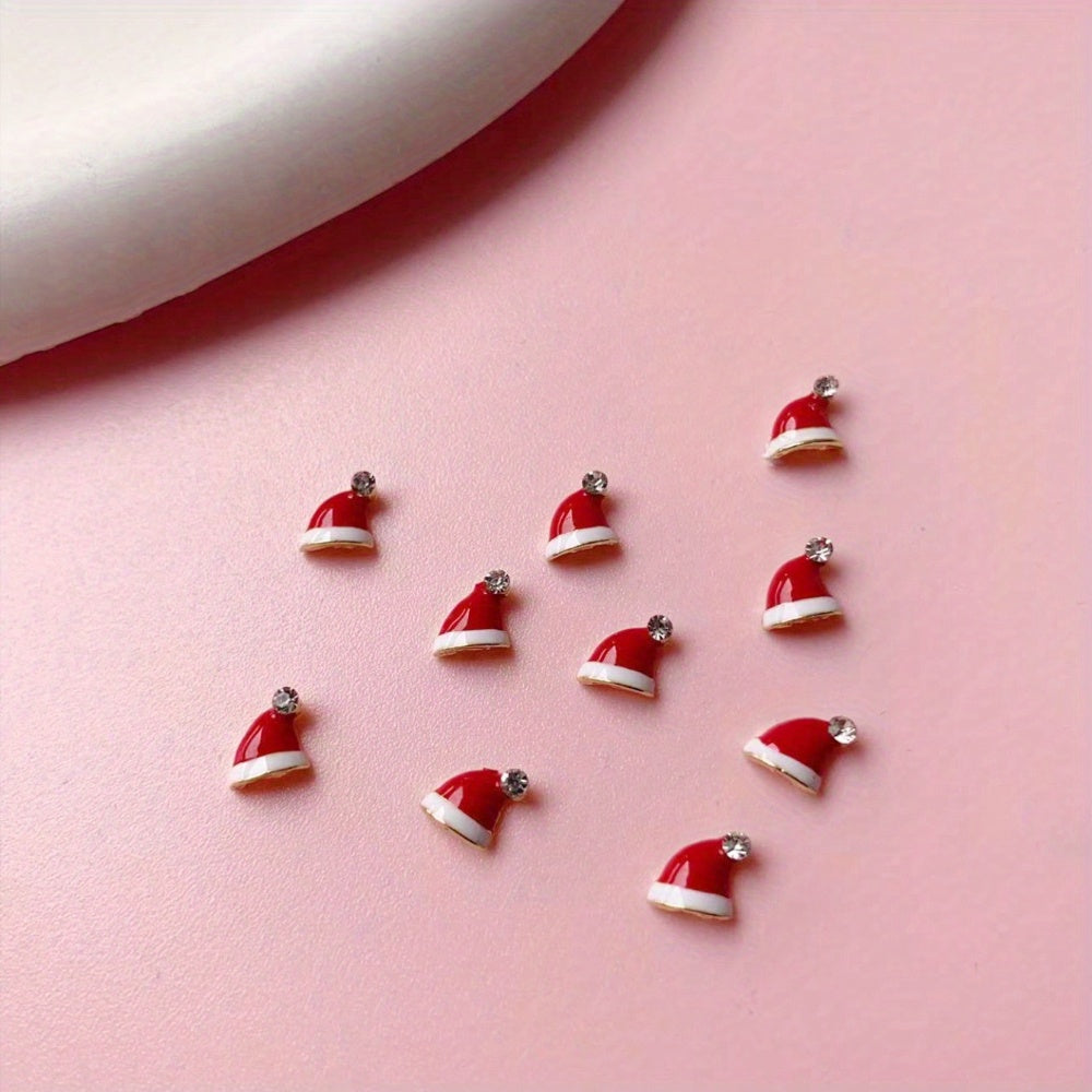5pcs Christmas Glove Nail Art Charms With Rhinestone, DIY Nail Art Decoration