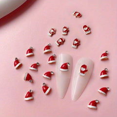 5pcs Christmas Glove Nail Art Charms With Rhinestone, DIY Nail Art Decoration