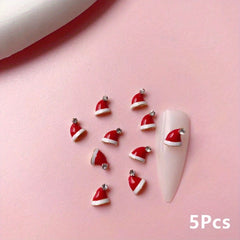 5pcs Christmas Glove Nail Art Charms With Rhinestone, DIY Nail Art Decoration