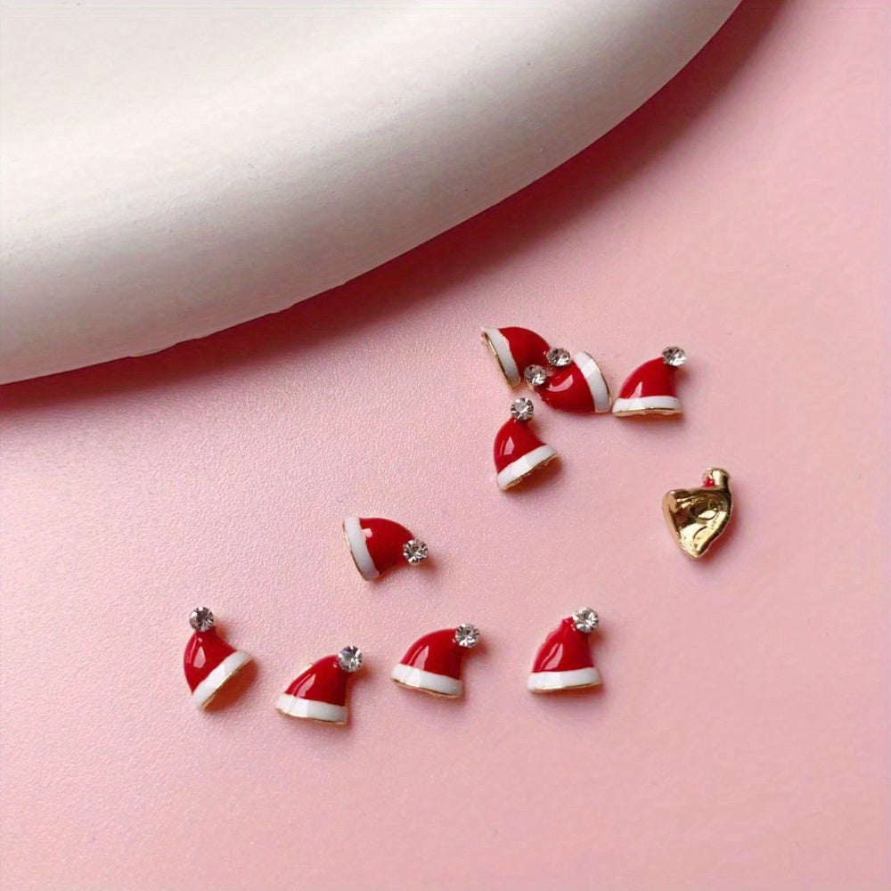 5pcs Christmas Glove Nail Art Charms With Rhinestone, DIY Nail Art Decoration