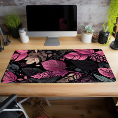 Boho Pastel Painting Mouse Pad - Pink Plant Abstract Table Pad
