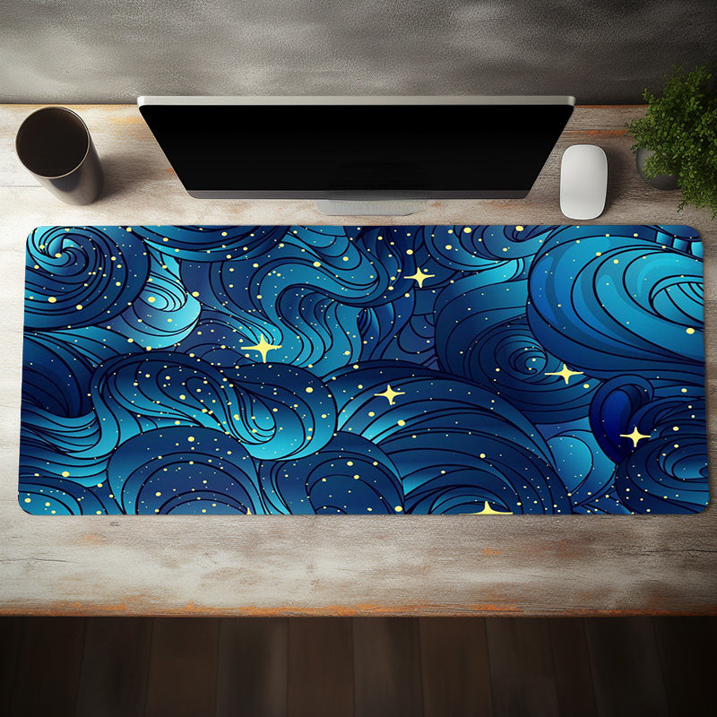 Abstract Waves Mouse Pad Large Desk Mat Non-Slip