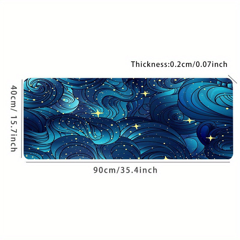 Abstract Waves Mouse Pad Large Desk Mat Non-Slip