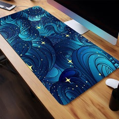 Abstract Waves Mouse Pad Large Desk Mat Non-Slip