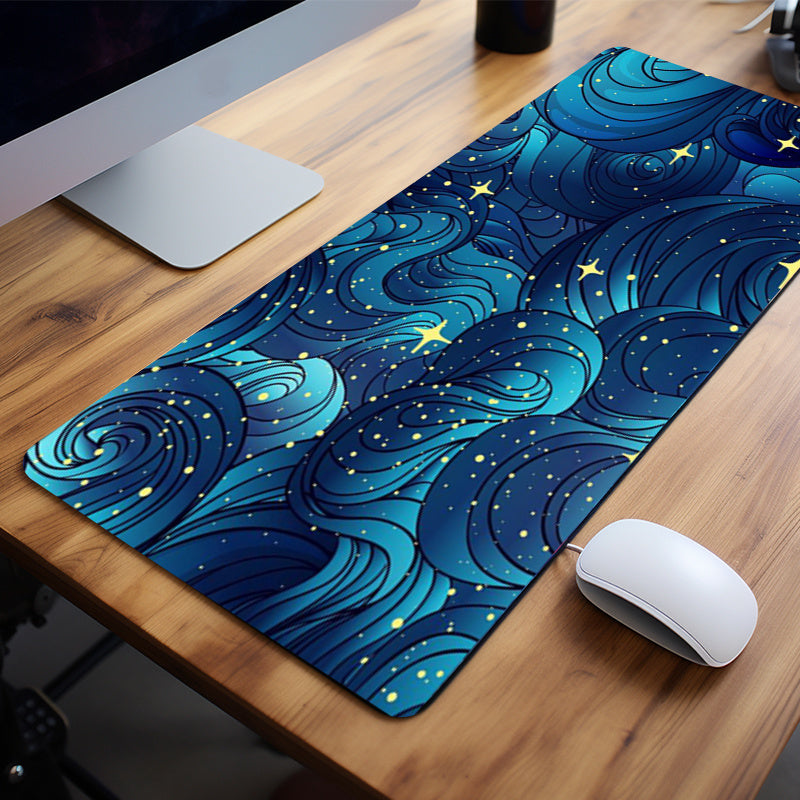 Abstract Waves Mouse Pad Large Desk Mat Non-Slip