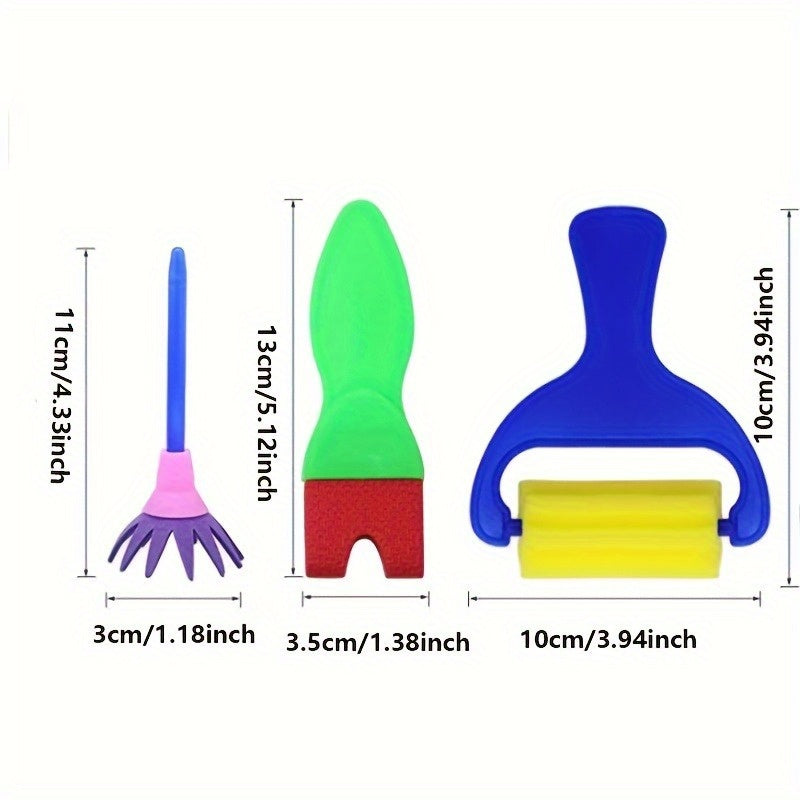 12pcs Painting Brushes Set Washable Sponge Brushes For Early Learning DIY Crafts