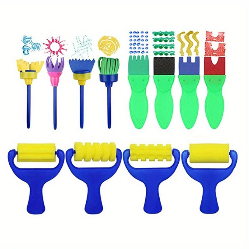 12pcs Painting Brushes Set Washable Sponge Brushes For Early Learning DIY Crafts