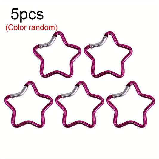 5pcs Star Shaped Carabiner Key Chain Outdoor Camping Travel Climbing Accessories