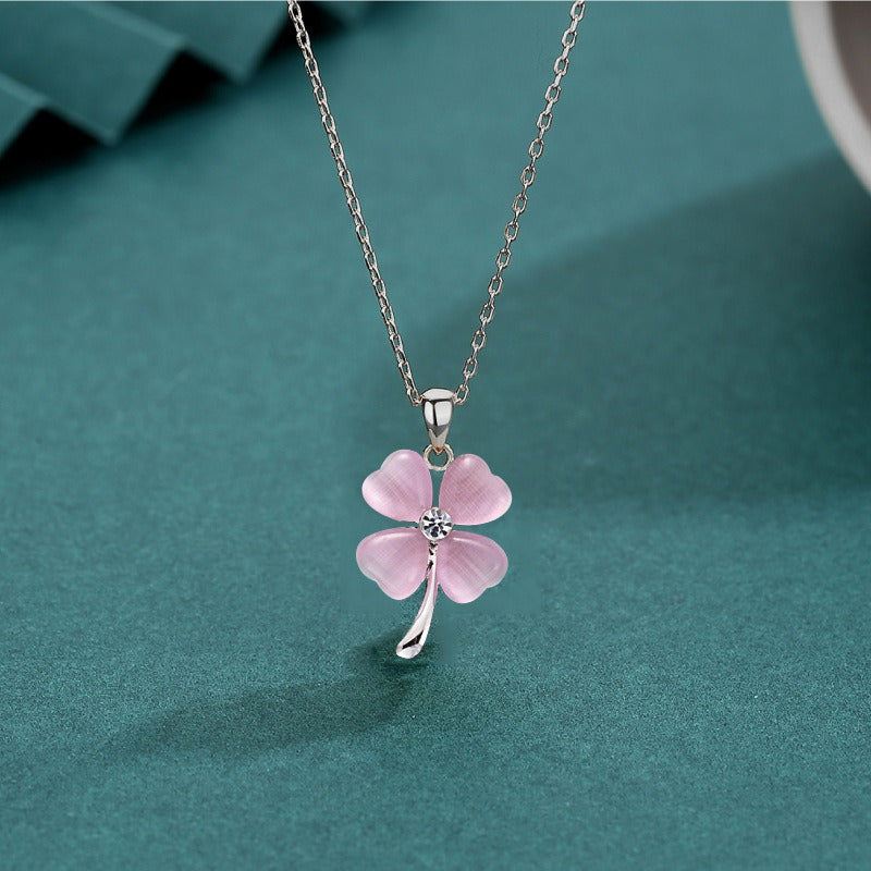 Four Leaf Clover Necklace Gift for Female Students