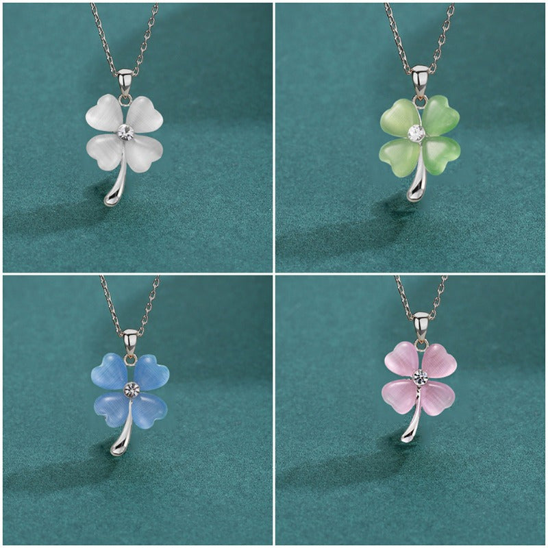 Four Leaf Clover Necklace Gift for Female Students