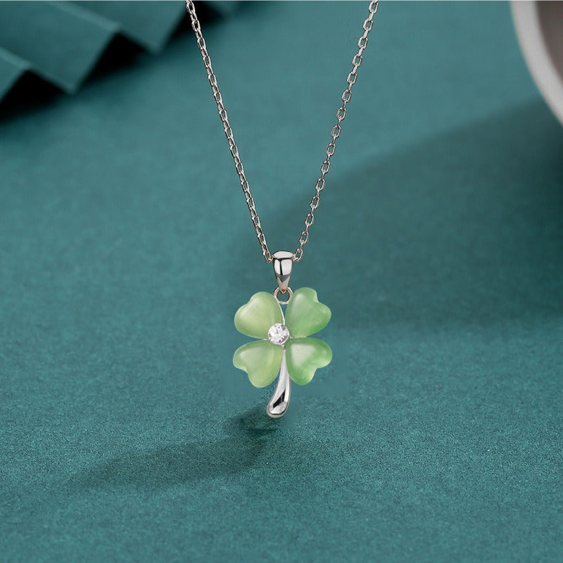 Four Leaf Clover Necklace Gift for Female Students