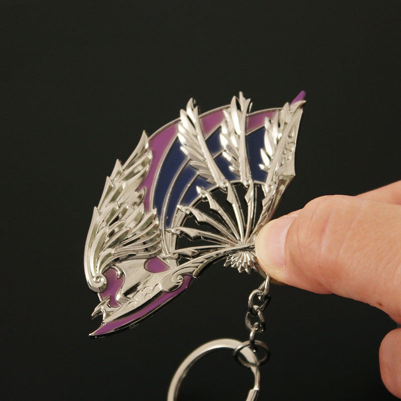 1pc Alloy Mini Phoenix Fan Metal Keychain Novelty Creative Fan Key Chain