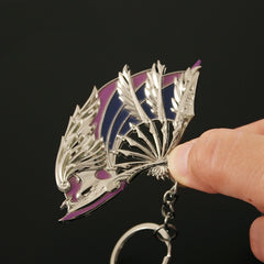 1pc Alloy Mini Phoenix Fan Metal Keychain Novelty Creative Fan Key Chain