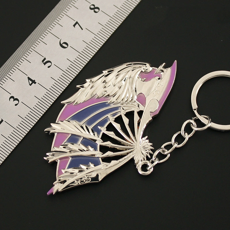 1pc Alloy Mini Phoenix Fan Metal Keychain Novelty Creative Fan Key Chain