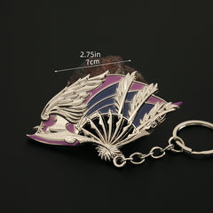 1pc Alloy Mini Phoenix Fan Metal Keychain Novelty Creative Fan Key Chain