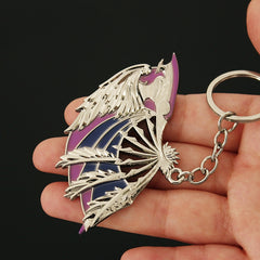 1pc Alloy Mini Phoenix Fan Metal Keychain Novelty Creative Fan Key Chain