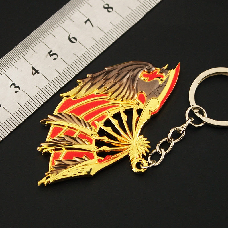 1pc Alloy Mini Phoenix Fan Metal Keychain Novelty Creative Fan Key Chain