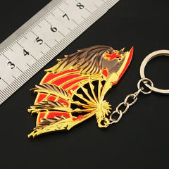 1pc Alloy Mini Phoenix Fan Metal Keychain Novelty Creative Fan Key Chain