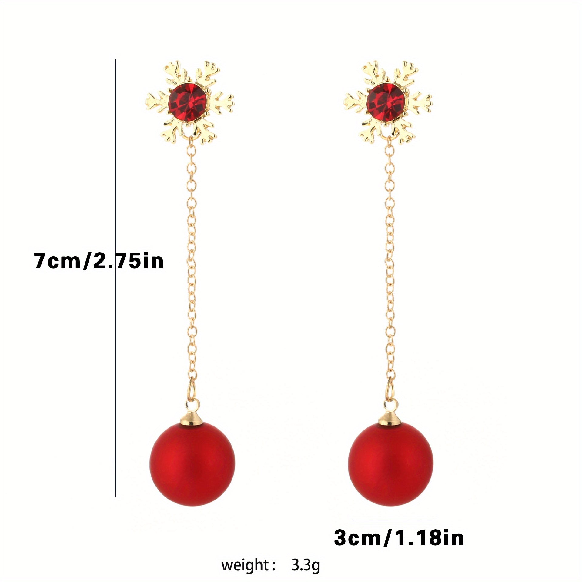 Christmas Snowflake Red Faux Pearl Earrings Retro Party Jewelry