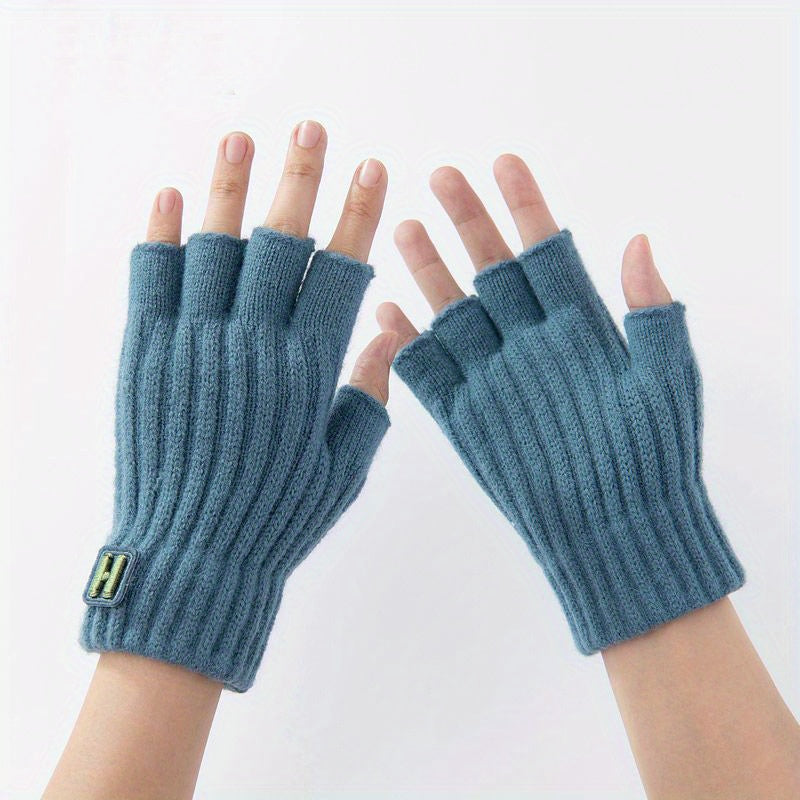 Fingerless Knitted Gloves Winter Coldproof Gloves For Writing Texting