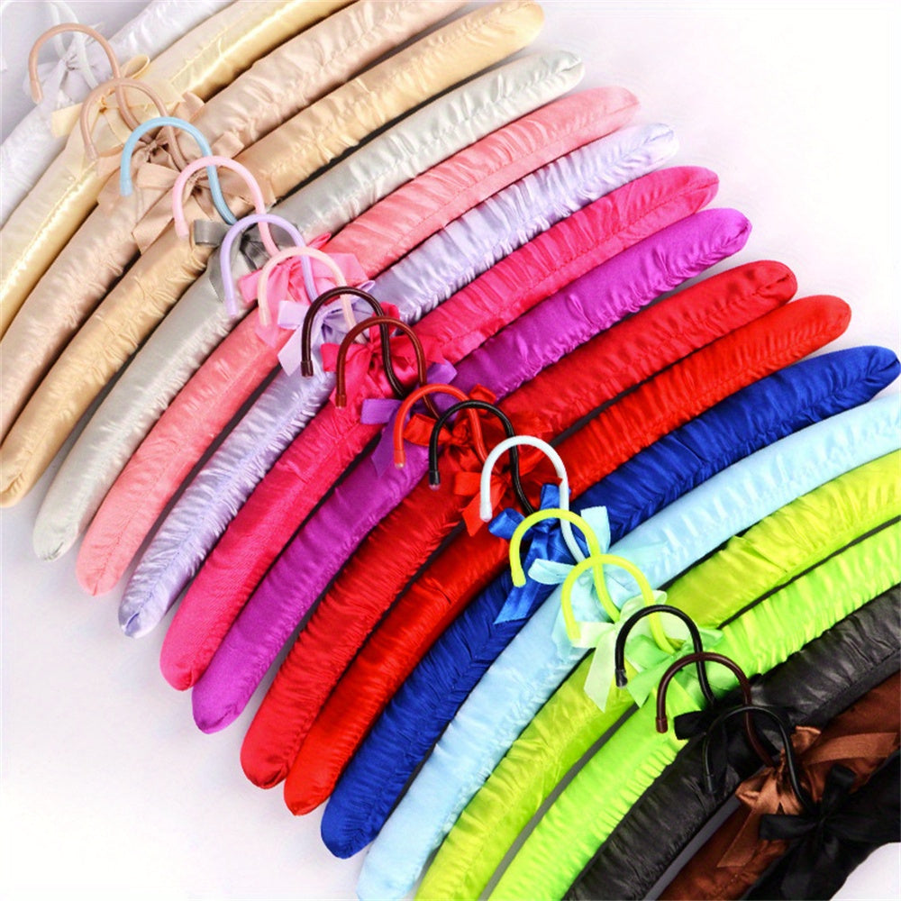 5pcs Satin Padded Clothes Hanger Silk Wrapped Coat Rack