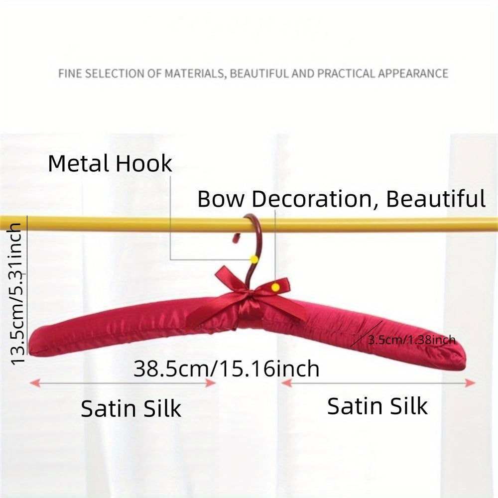 5pcs Satin Padded Clothes Hanger Silk Wrapped Coat Rack