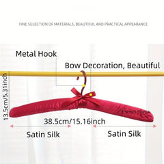 5pcs Satin Padded Clothes Hanger Silk Wrapped Coat Rack