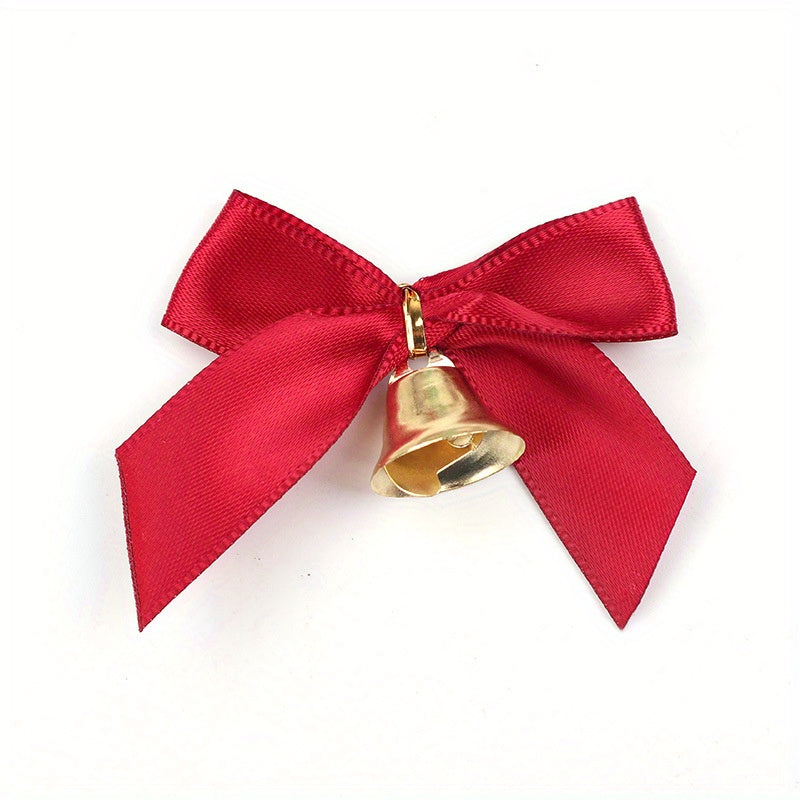 6pcs DIY Christmas Ribbon Bow Knot Bells for Gift Decoration