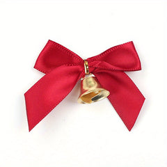 6pcs DIY Christmas Ribbon Bow Knot Bells for Gift Decoration