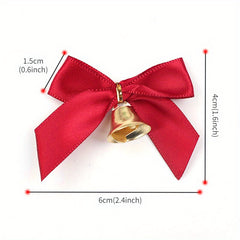 6pcs DIY Christmas Ribbon Bow Knot Bells for Gift Decoration