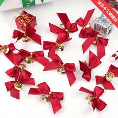 6pcs DIY Christmas Ribbon Bow Knot Bells for Gift Decoration