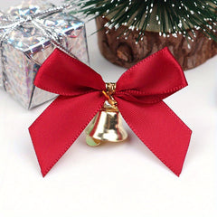 6pcs DIY Christmas Ribbon Bow Knot Bells for Gift Decoration
