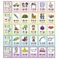CVC Phonics Flashcards for Kids - Montessori Educational Sight Words Cards