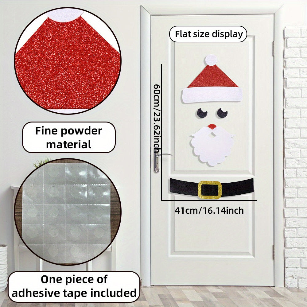 Christmas Door Stickers Santa Claus Snowman Felt Wall Stickers