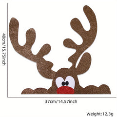 Christmas Door Stickers Santa Claus Snowman Felt Wall Stickers