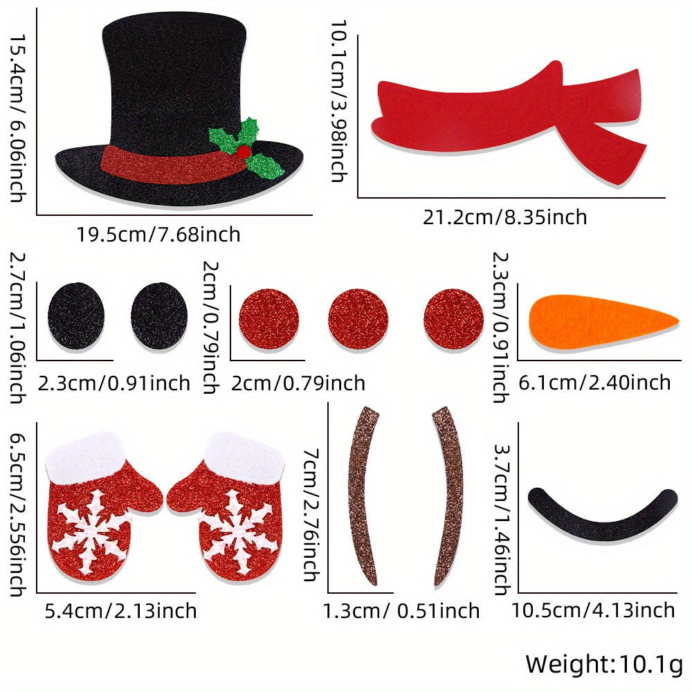 Christmas Door Stickers Santa Claus Snowman Felt Wall Stickers