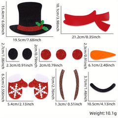 Christmas Door Stickers Santa Claus Snowman Felt Wall Stickers