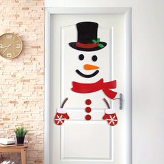Christmas Door Stickers Santa Claus Snowman Felt Wall Stickers